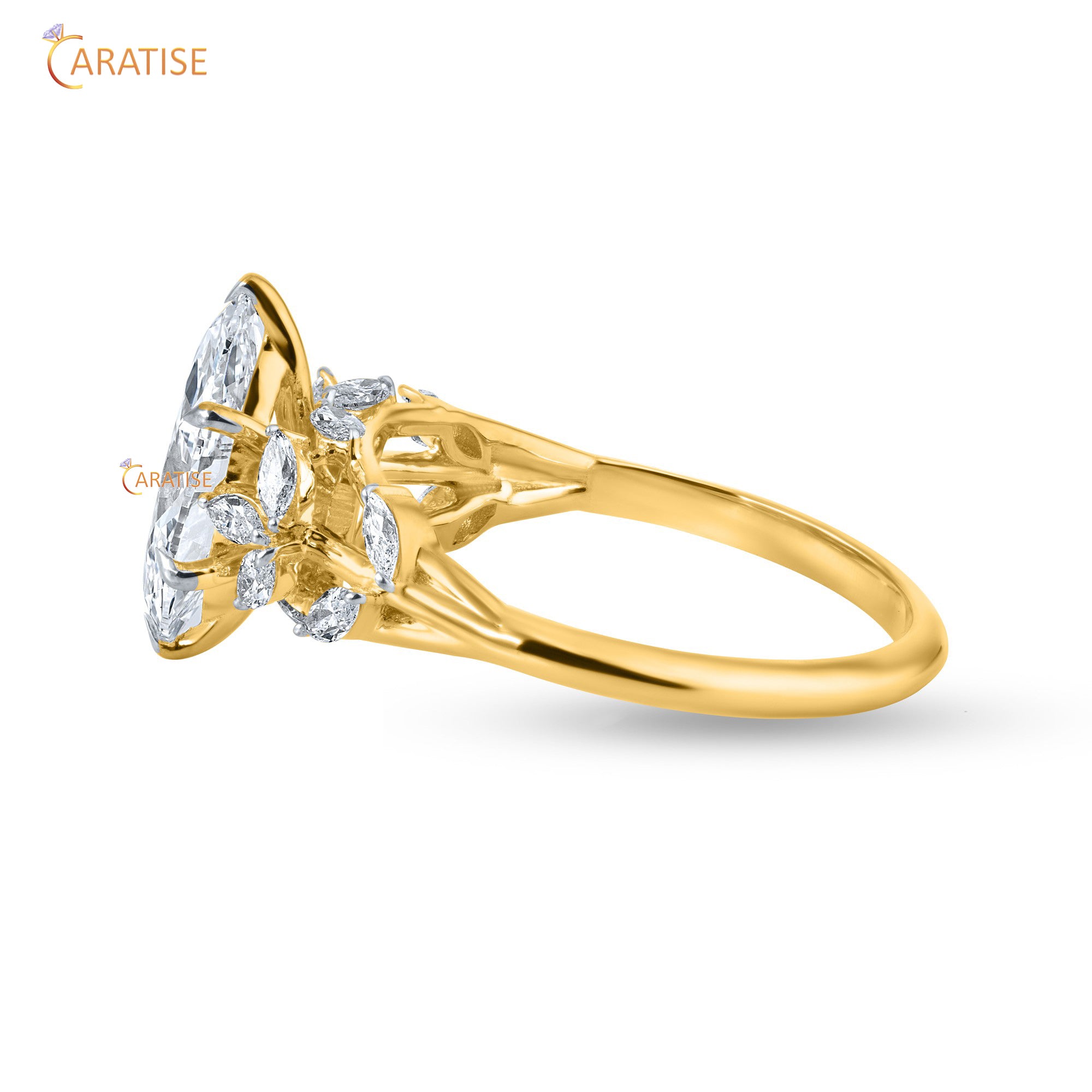 1.82 TDW Marquise Cut Engagement Moissanite Diamond Ring 925 Silver