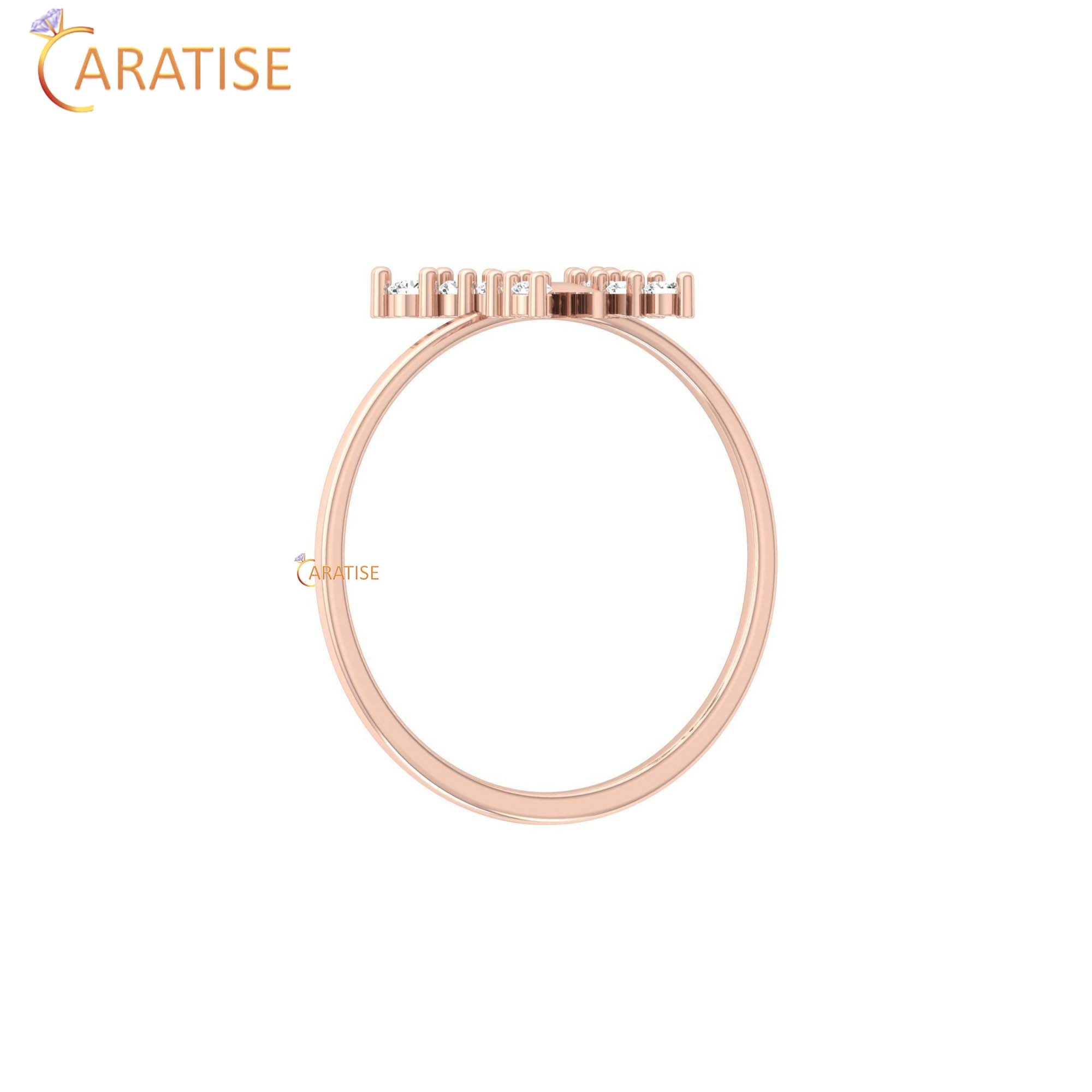 0.16 TDW Round Cut Women's Minimalist Butterfly shaped Diamond Ring