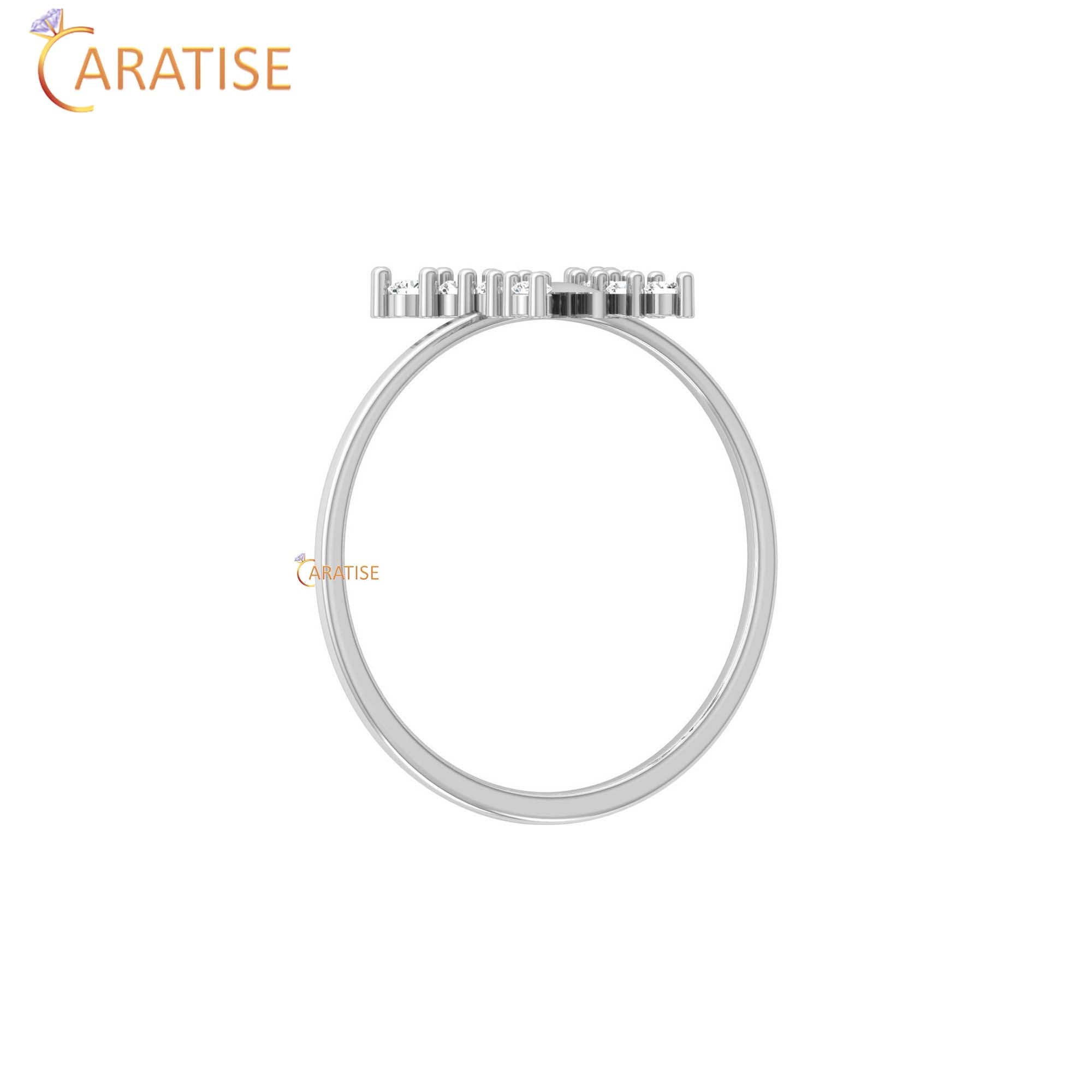 0.16 TDW Round Cut Women's Minimalist Butterfly shaped Diamond Ring