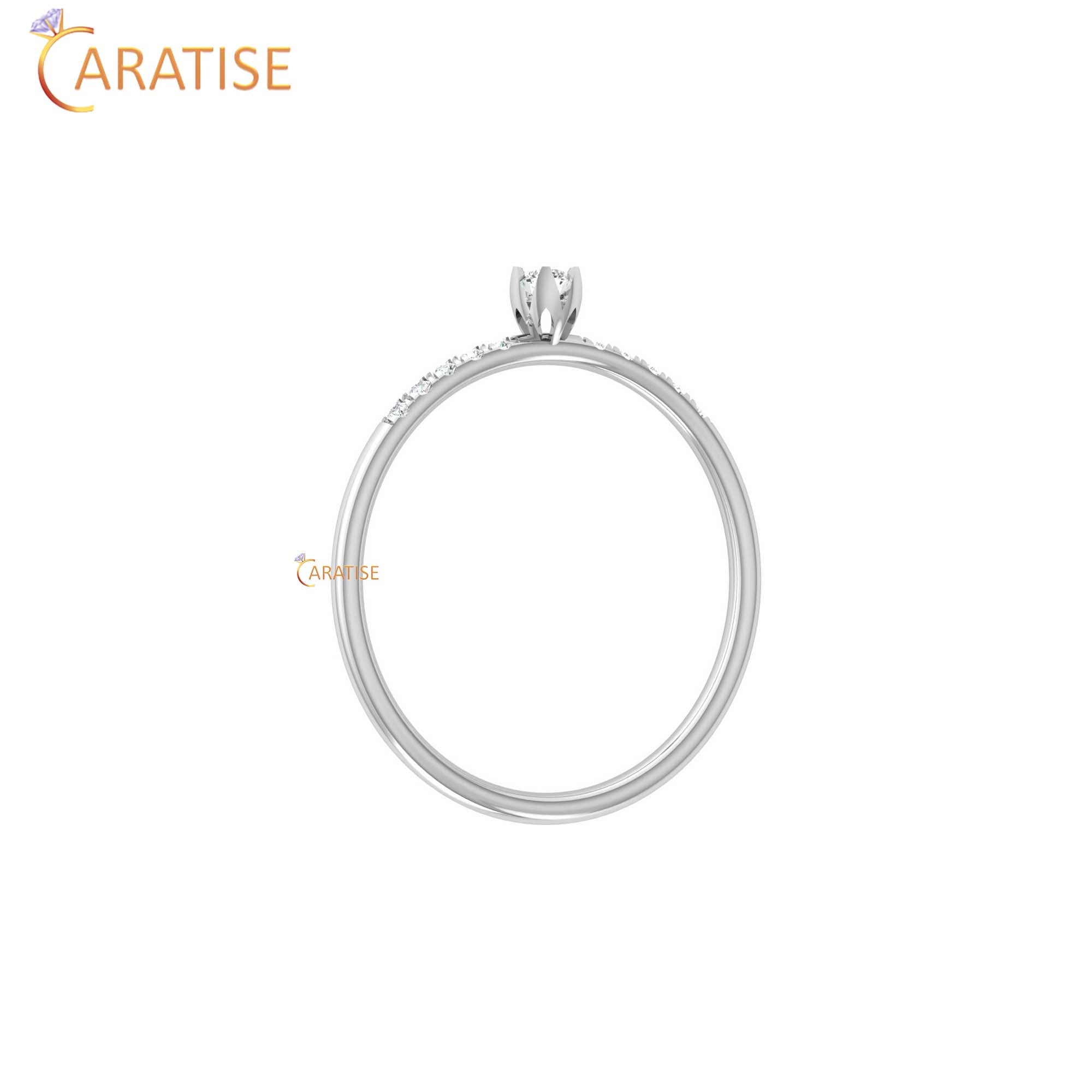 0.08 TDW Round Cut Women's Minimalist Diamond Ring