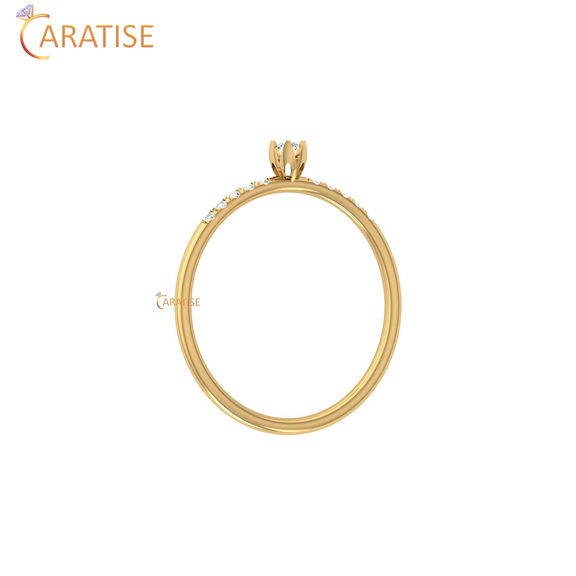 0.08 TDW Round Cut Women's Minimalist Diamond Ring