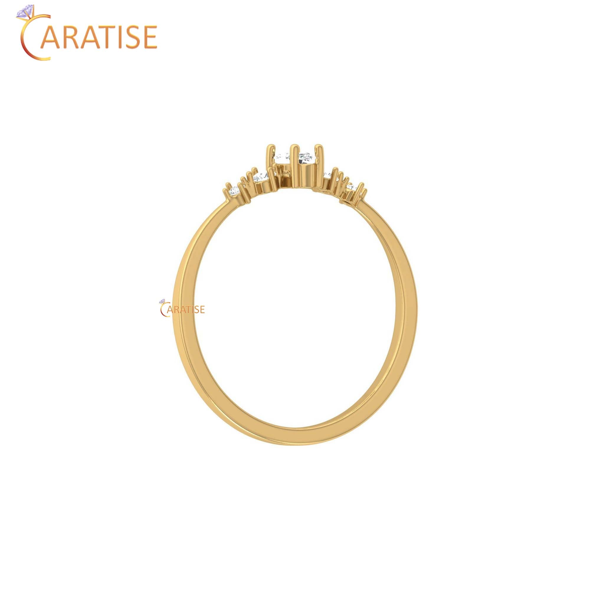 0.16 TDW Round & Marquise Cut Women's Minimalist Diamond Ring