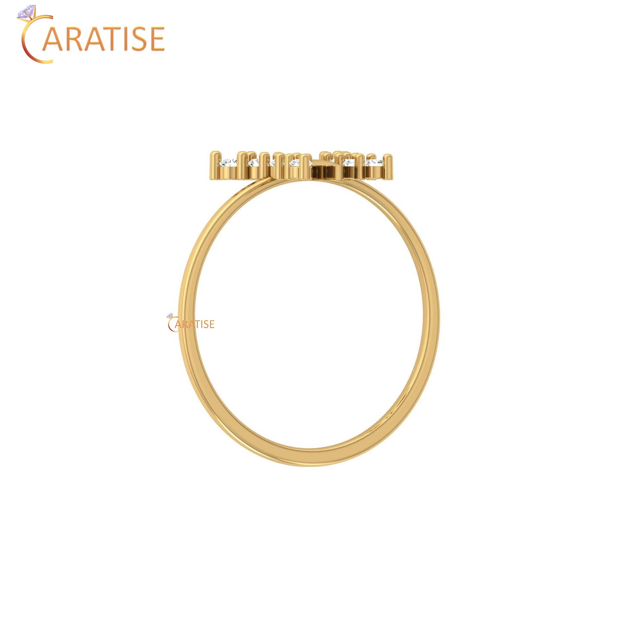 0.16 TDW Round Cut Women's Minimalist Butterfly shaped Diamond Ring