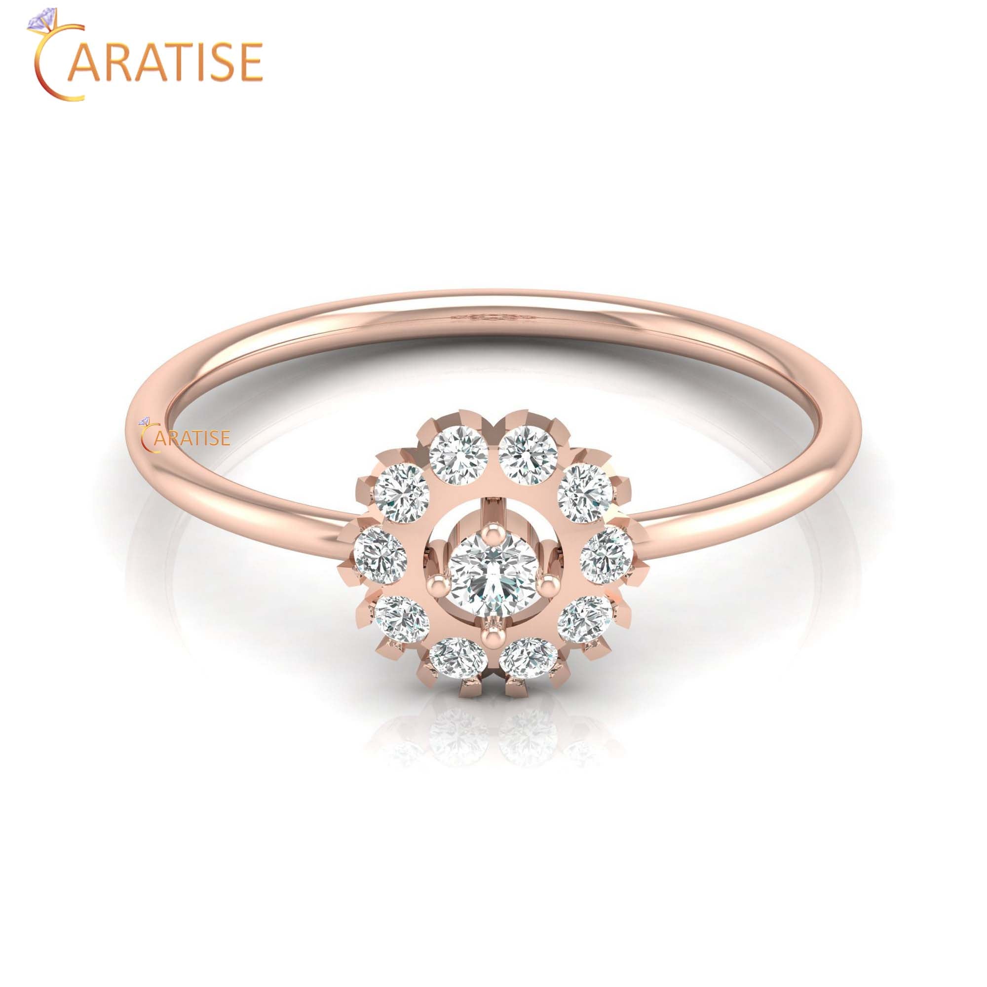 0.21 TDW Round Cut Women's Minimalist Diamond Ring