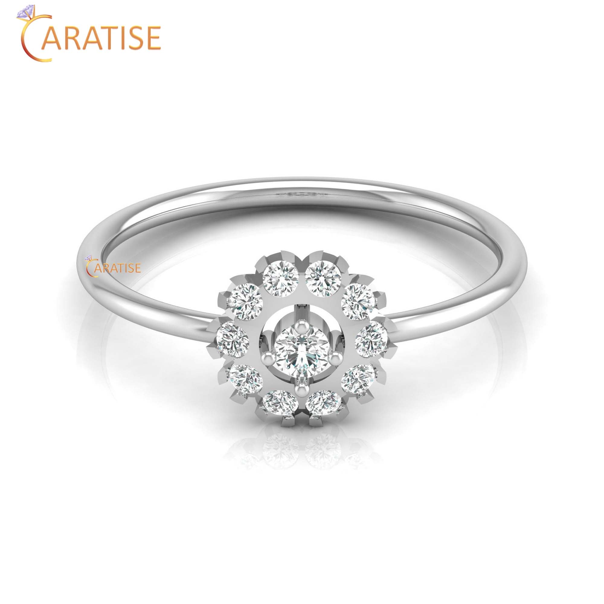 0.21 TDW Round Cut Women's Minimalist Diamond Ring