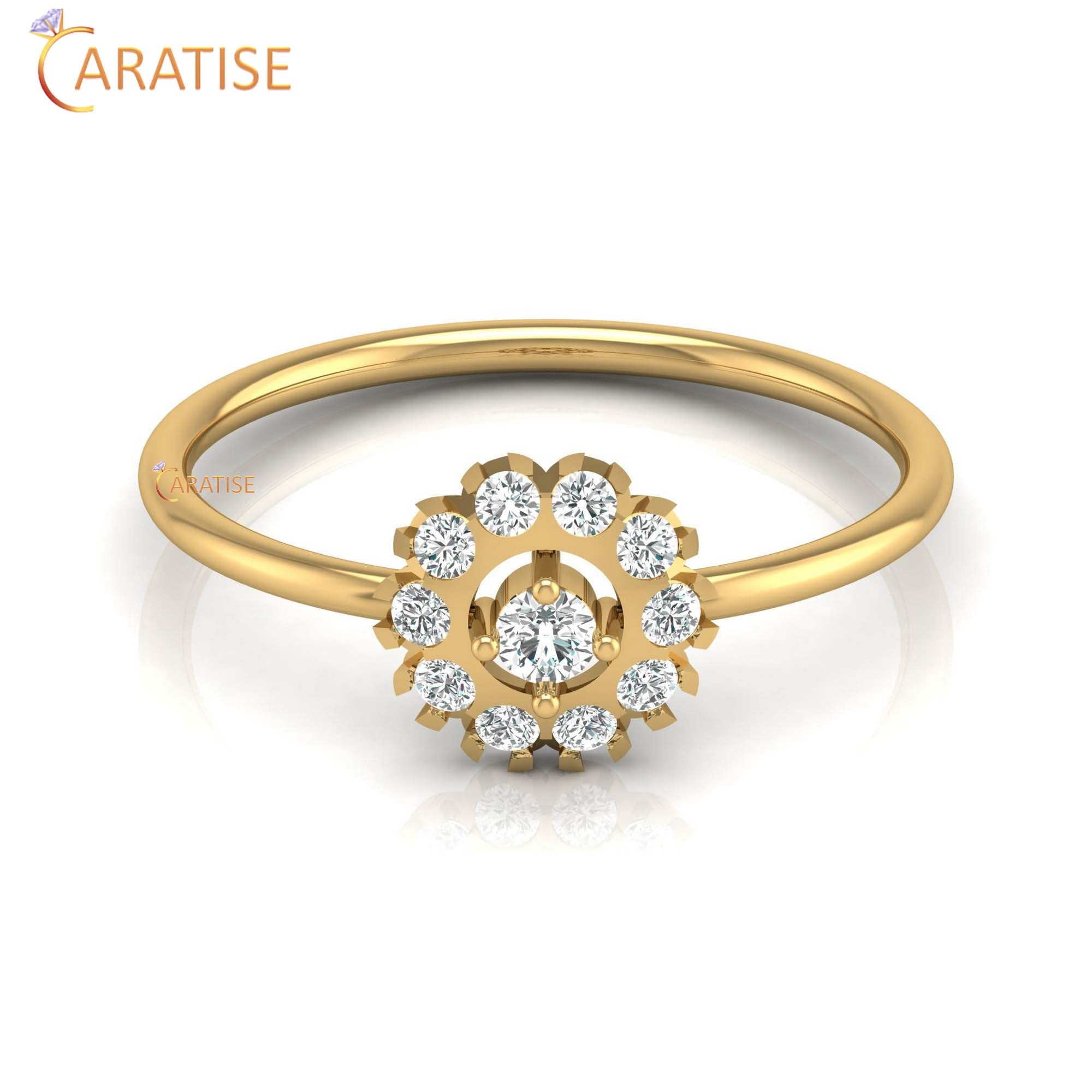 0.21 TDW Round Cut Women's Minimalist Diamond Ring