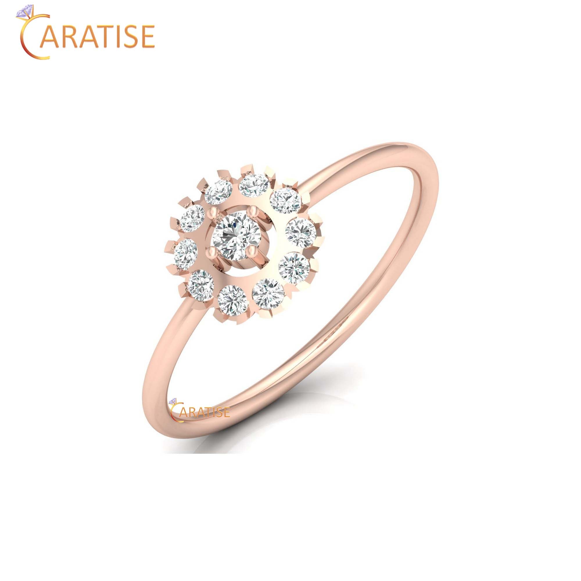 0.21 TDW Round Cut Women's Minimalist Diamond Ring