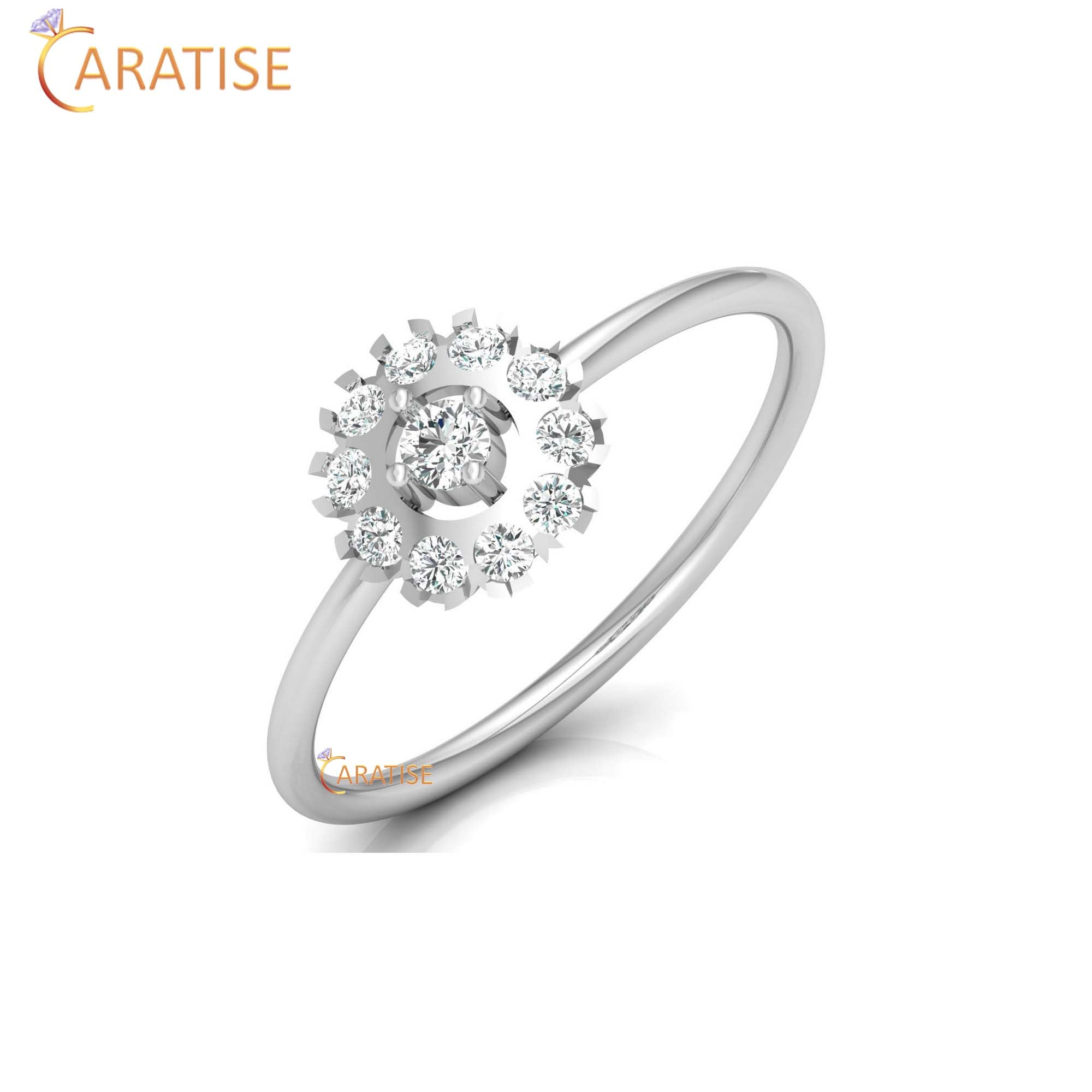 0.21 TDW Round Cut Women's Minimalist Diamond Ring