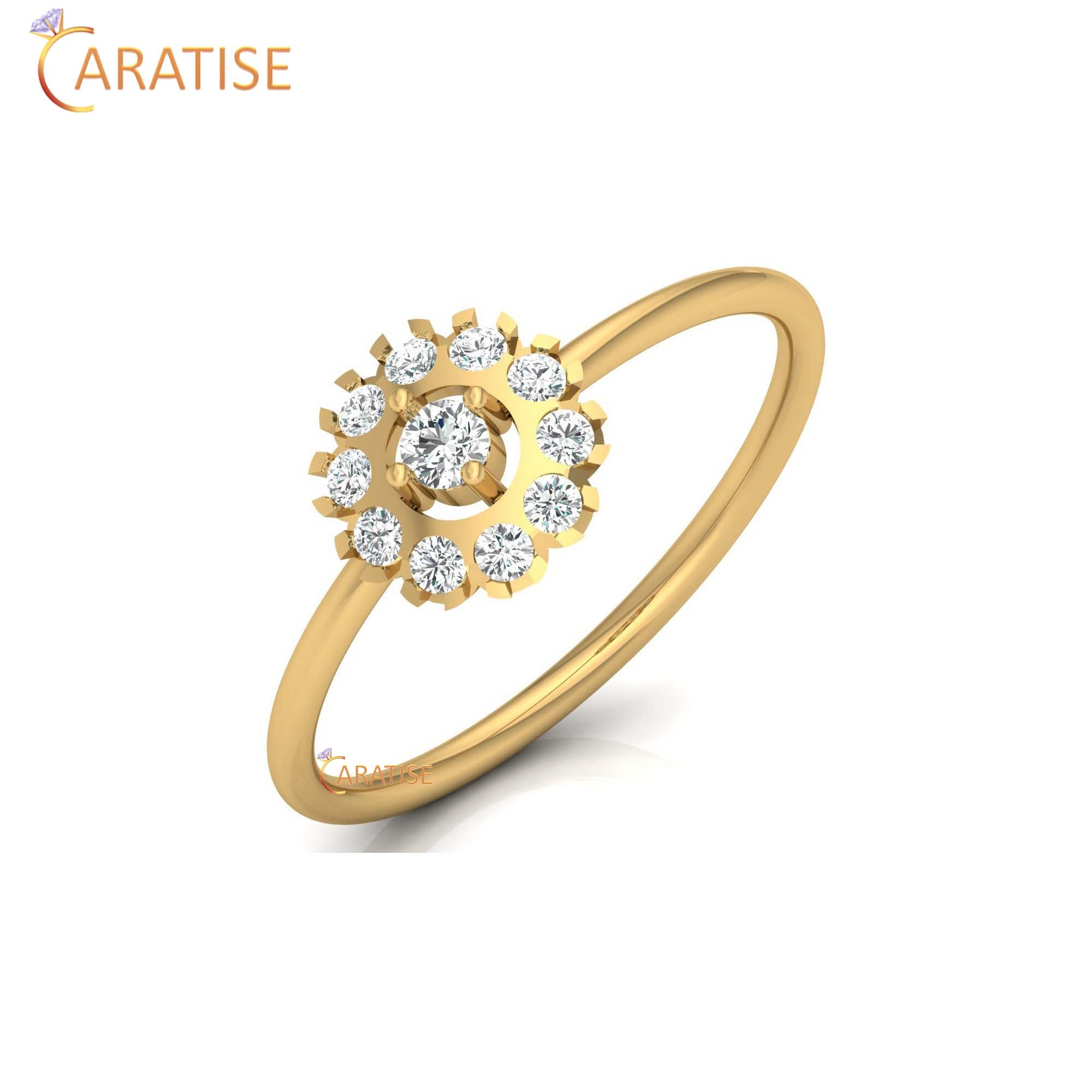 0.21 TDW Round Cut Women's Minimalist Diamond Ring