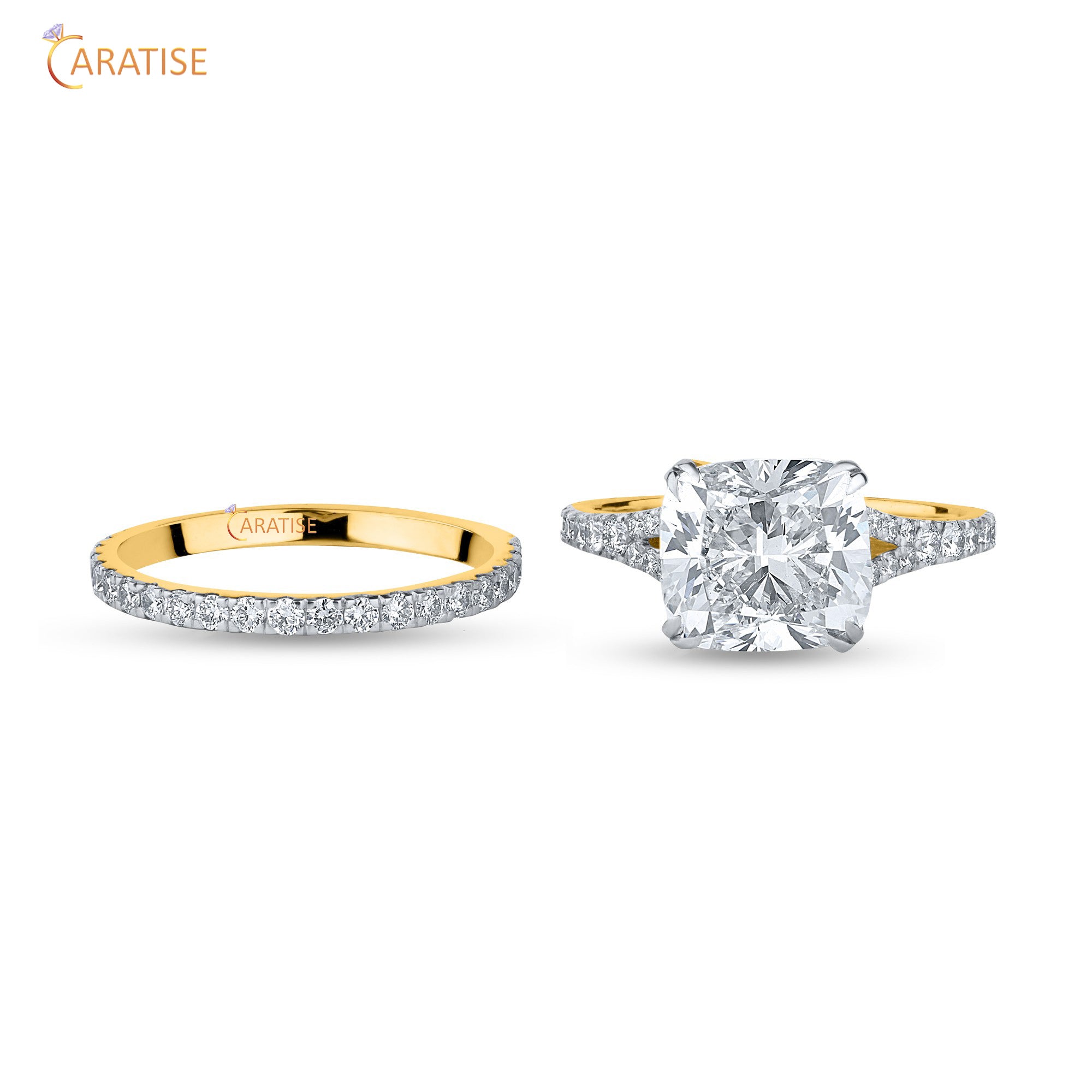 6.04 TDW Cushion & Round Cut Diamond Women's Ring with Band 925 Silver