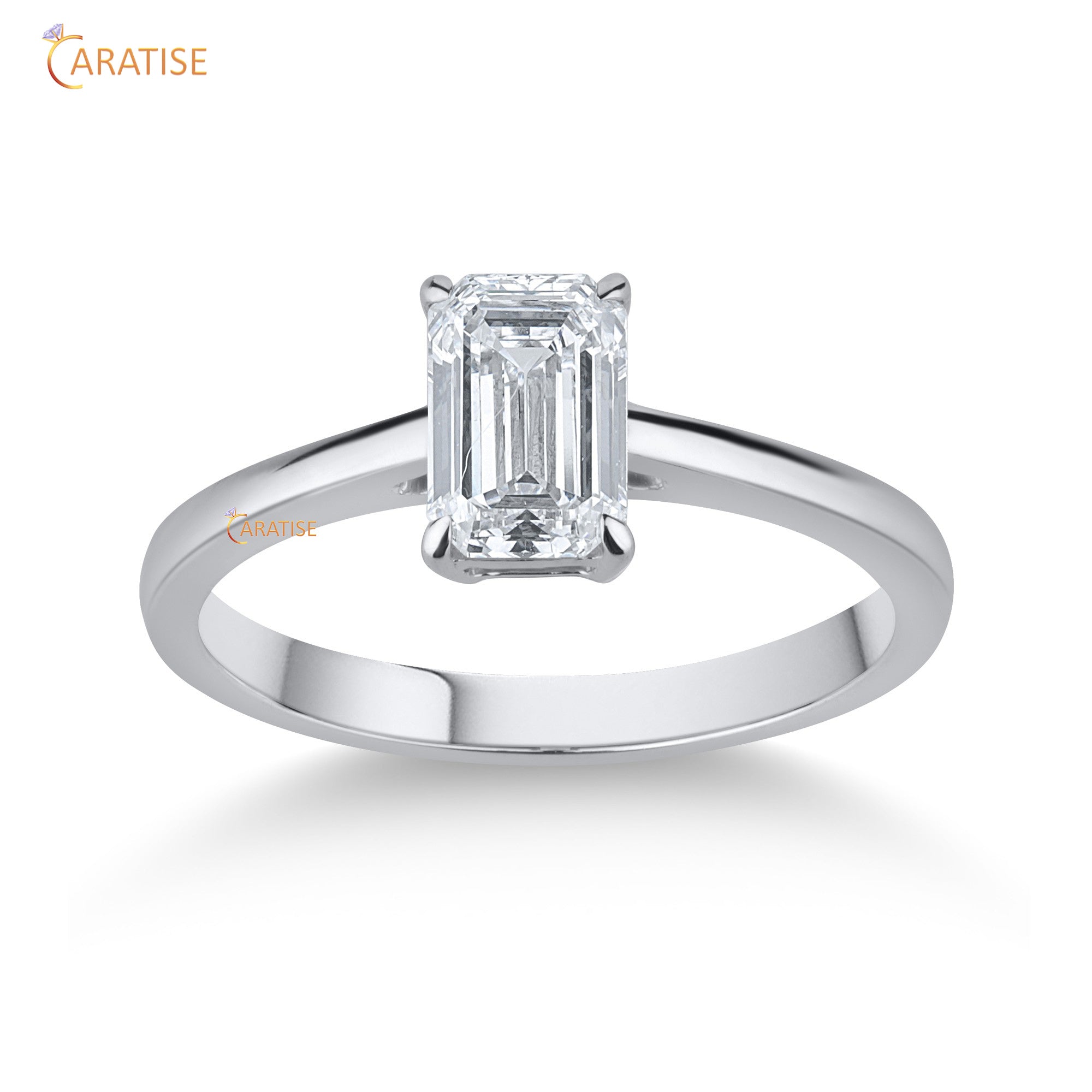 1.00 TDW Emerald Cut Diamond Women's Solitaire Ring 925 Silver