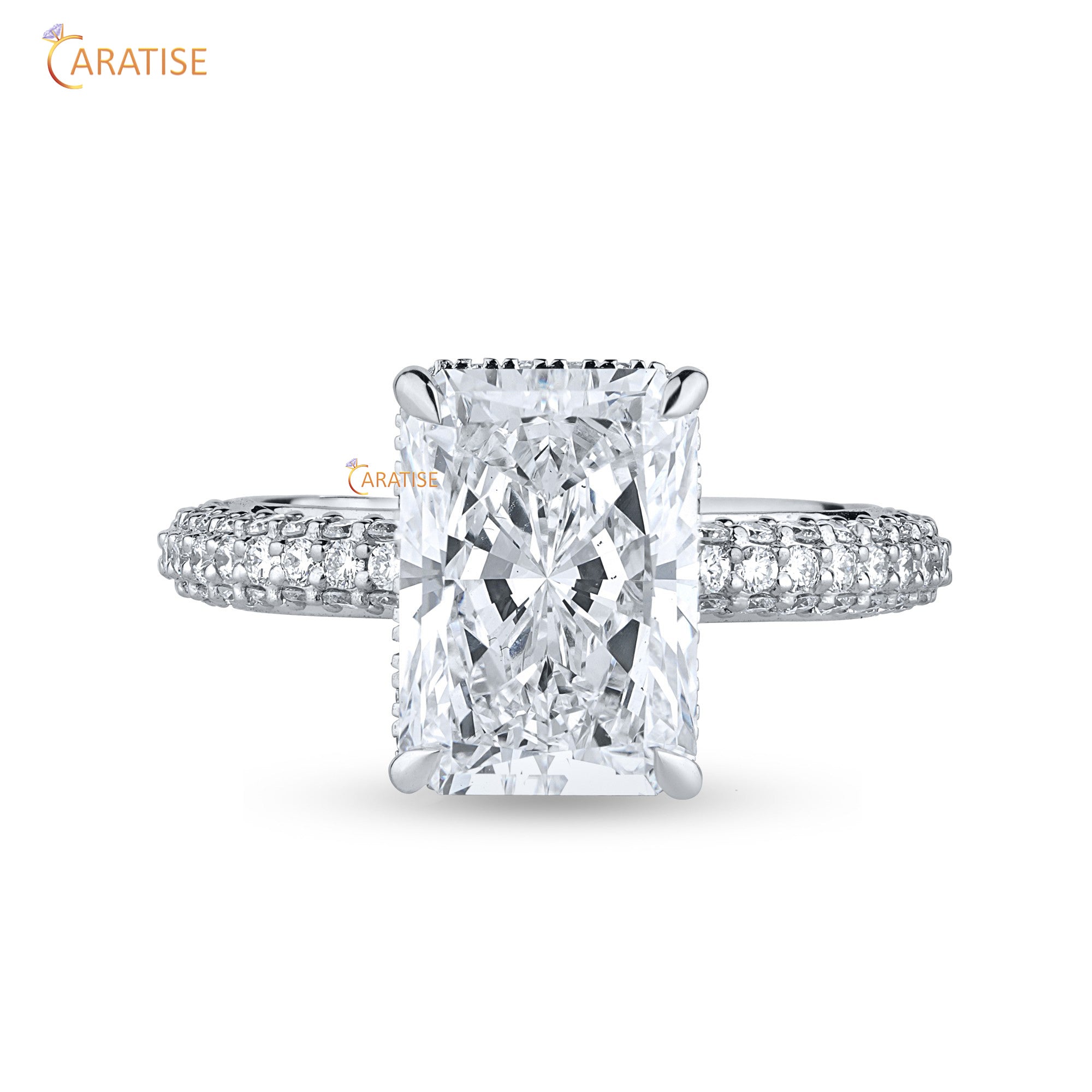 4.92 TDW Round & Radiant Cut Diamond Engagement Ring 925 Silver