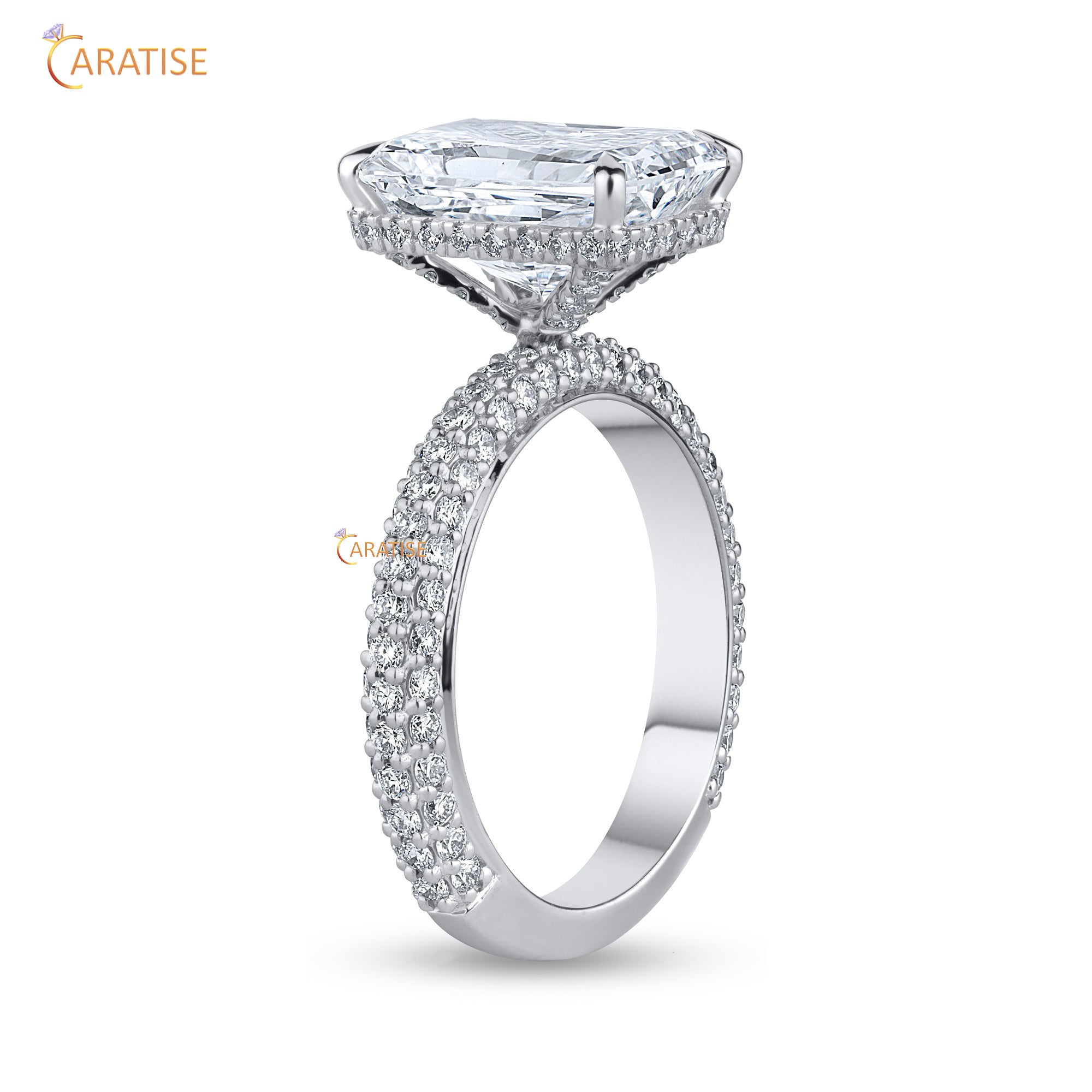 4.92 TDW Round & Radiant Cut Diamond Engagement Ring 925 Silver