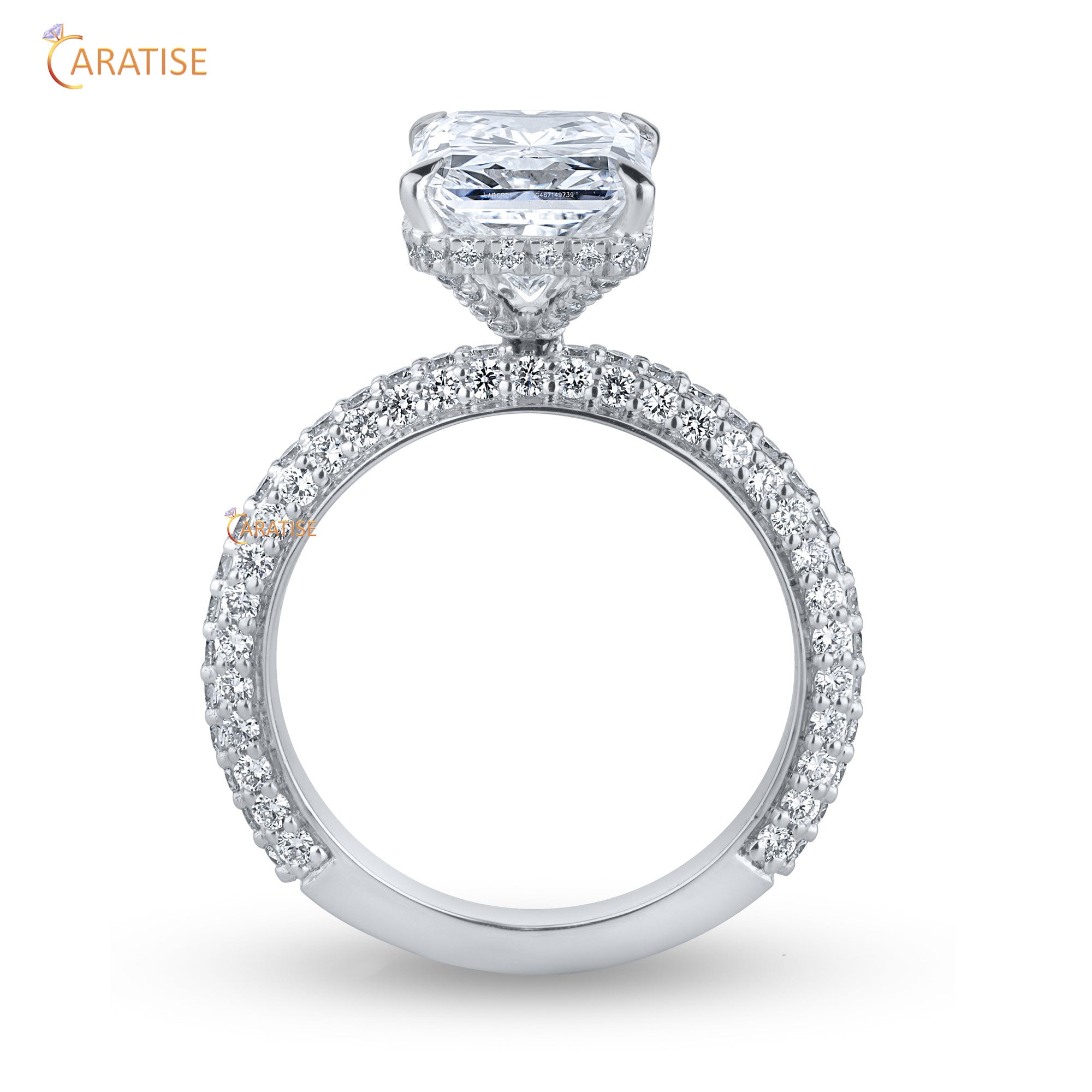 4.92 TDW Round & Radiant Cut Diamond Engagement Ring 925 Silver